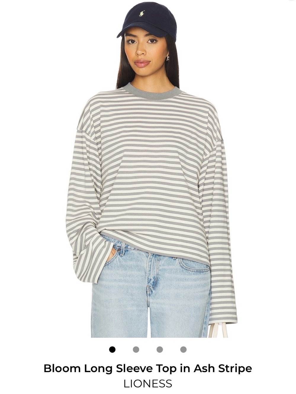 Lioness Striped Long Sleeve Top in Ash and Cream